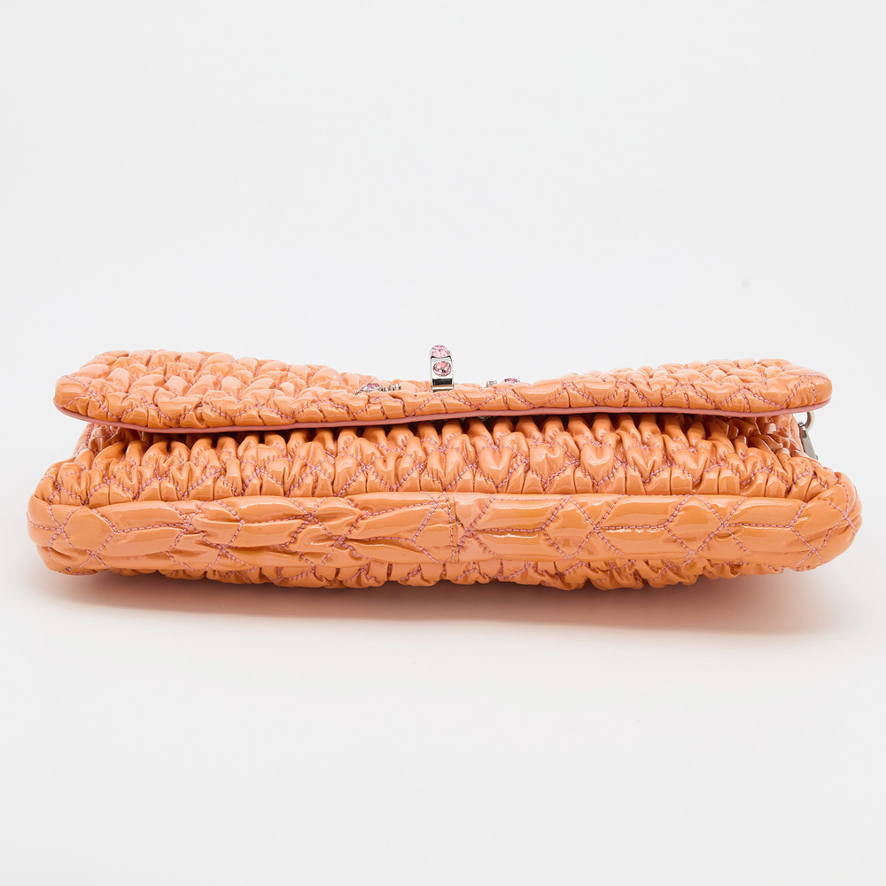 MIU MIU Tangerine Matelasse Leather Crystal Flap Shoulder Bag - Picture 6 of 8